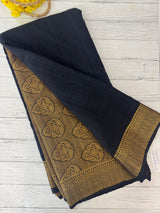 Crepe Banarasi viscose Georgette saree with brocade blouse MS953211- Black