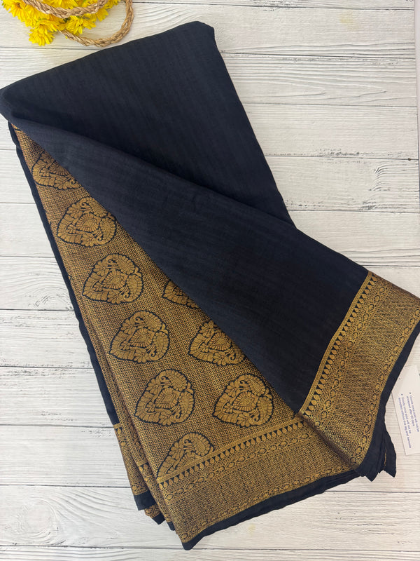 Crepe Banarasi viscose Georgette saree with brocade blouse MS953211- Black