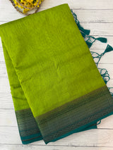 Jute silk sarees with contrast pallu & blouse MJL396