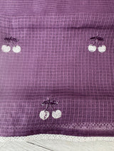 Soft kota checks saree with embroidery - MS9898 Purple