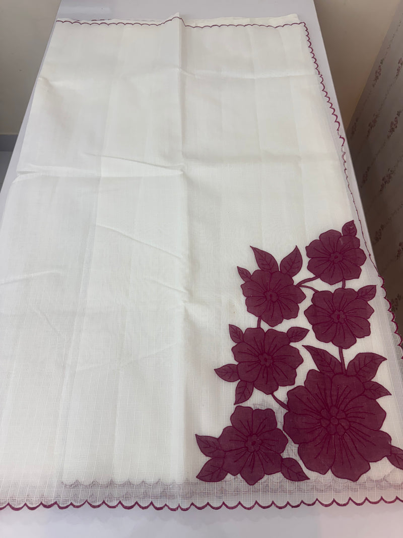 NetKota Applique work saree  MSH138- Dark Berry