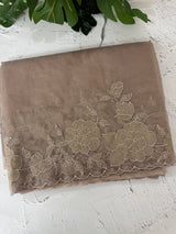 Soft organza saree with applique work - MCW543 Taupe