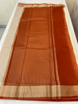 Semi chanderi saree -  MSH229 - Cream to RustOrange