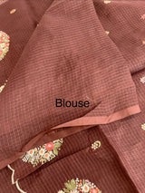 Kota checks saree with embroidery MS7645 Coffee