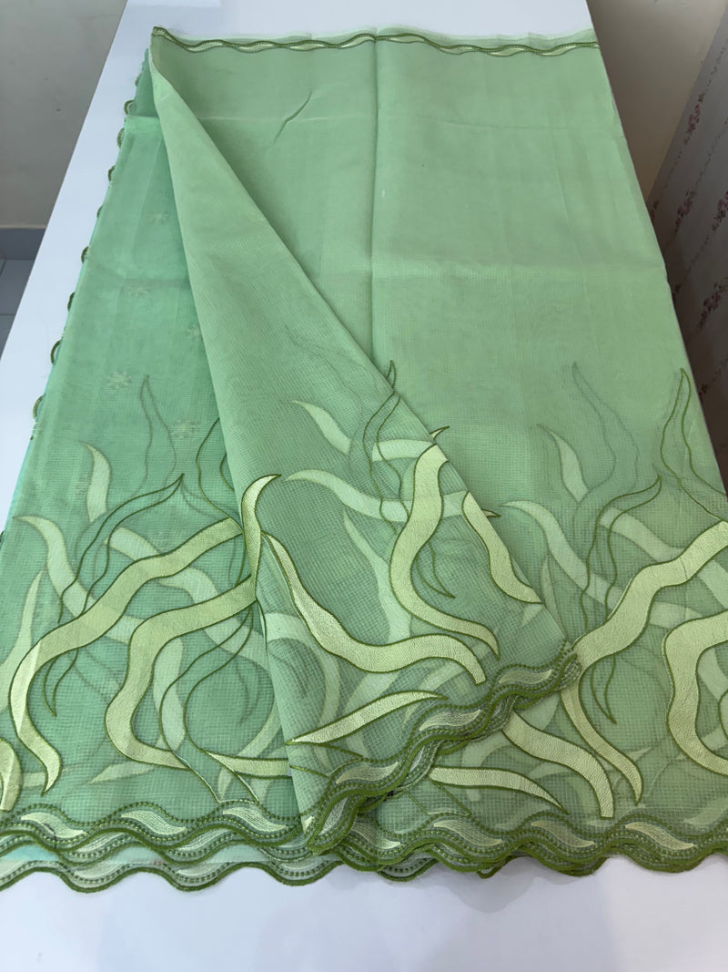 Kota silk embroidery saree  MSH125- Pista Green