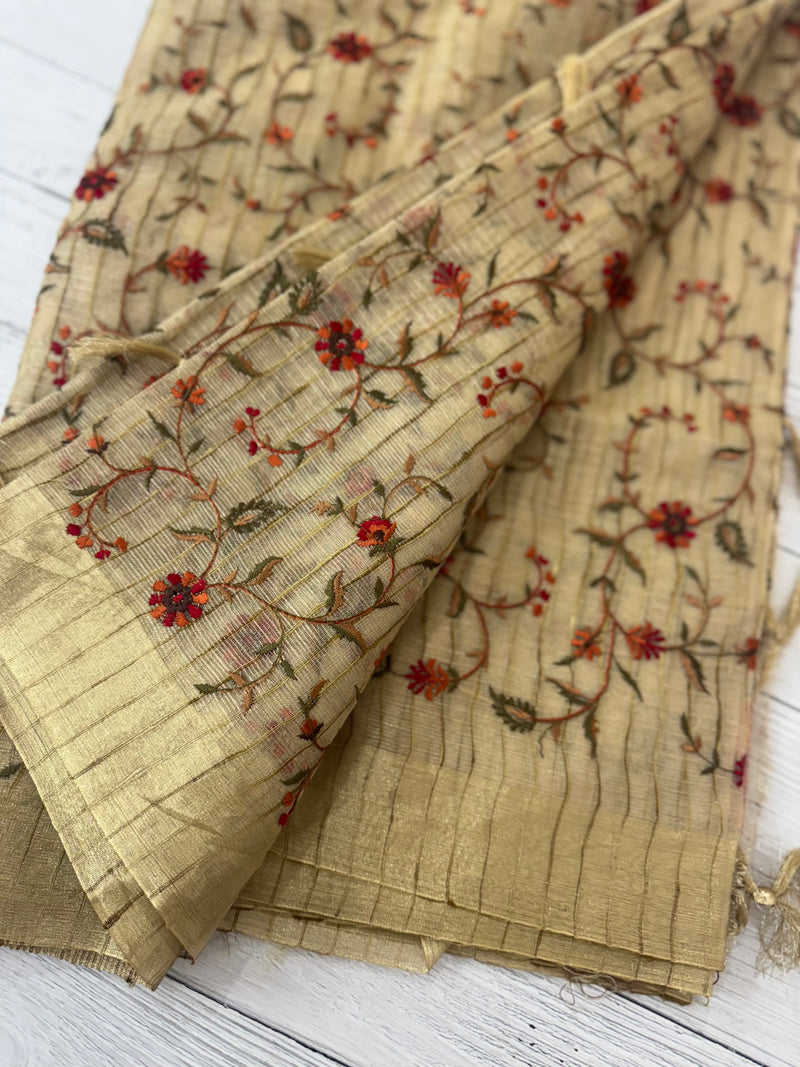 Tissue silk saree with embriodery MTTS89