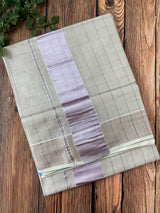 Kerala Tissue Cotton Saree  - Rose Gold checks