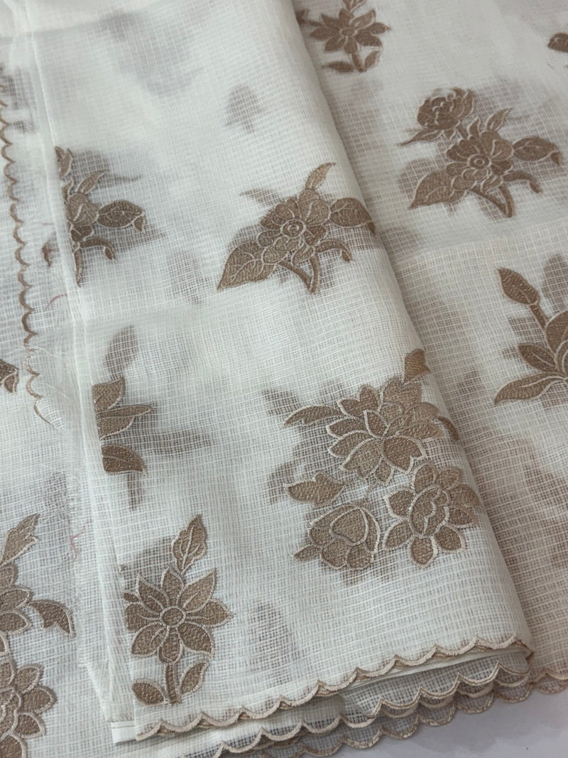 Soft kota silk saree with embroidery and scalloped border MS15232