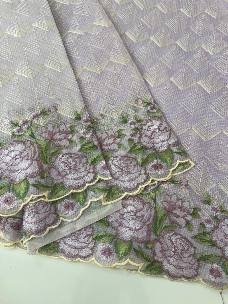 Phulkari NetKota embroidery saree - MPKS905 Lavender