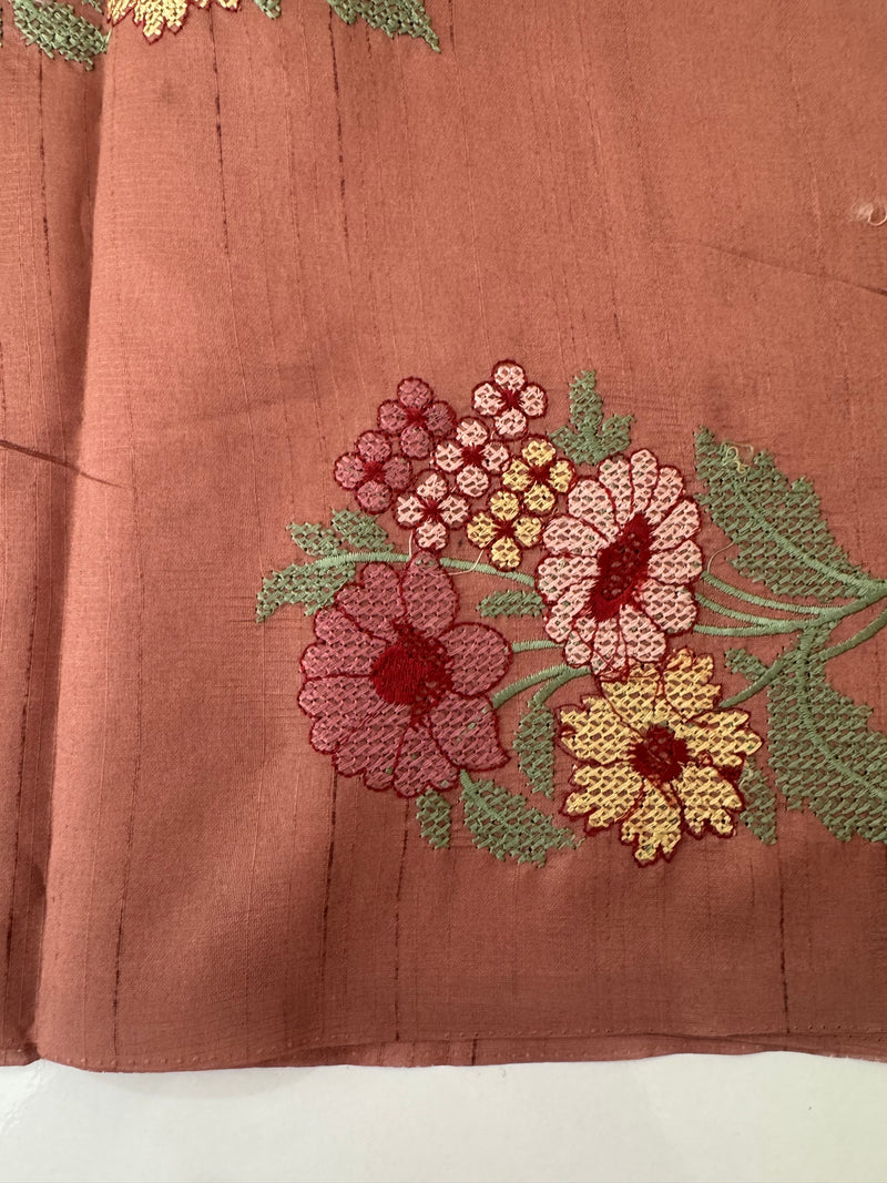 Blended tussar silk saree with embroidery - MS90654 Peach