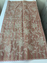 Tissue Silk applique work saree MSH133 Design 2- PeachPink