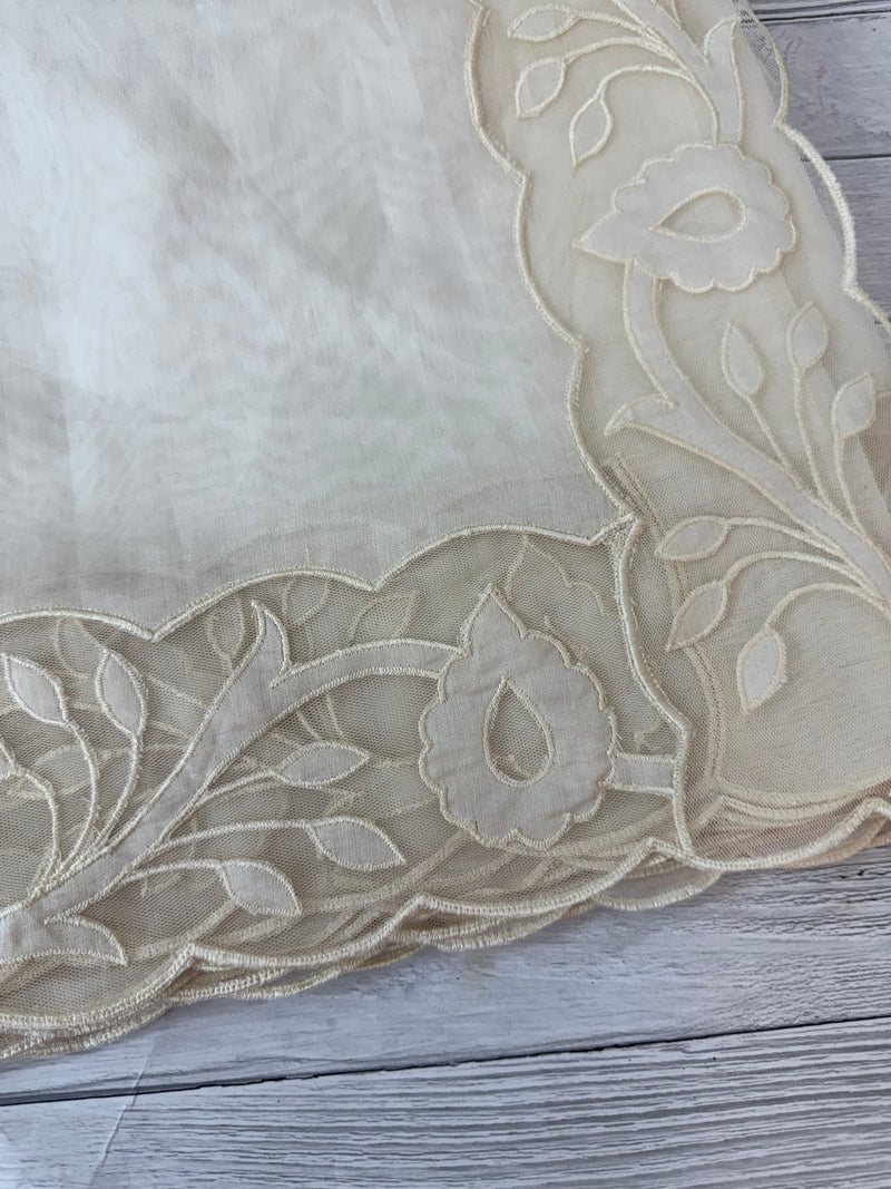 Mul chanderi saree with applique borders MSH111 -Offwhite