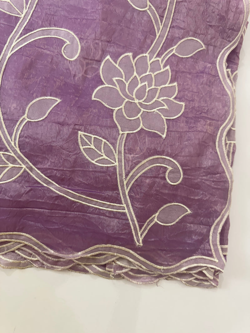 Crush Organza Applique work saree MS14987 - DarkLavender