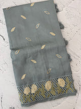 Cutwork Raw silk saree MSH228(2) DustyBlue