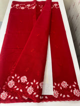 Kota Moonga checks Applique work saree  MSH141(2)- Red