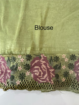 Crush Organza cutwork & embroidery saree MS7544 - Green