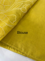 Blended Malai chanderi saree with applique work saree  MSM5676 Yellow(1)