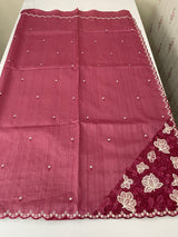 Cutwork Semi tussar saree MTSS674 DarkOnion