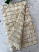 Checks Mul chanderi saree with tissue applique work MSH147- Offwhite and gold