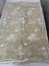 Crush Tissue Organza saree with embroidery - MS14799 Beige