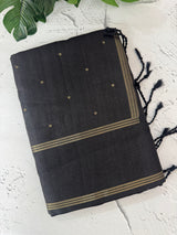 Tussar mix soft silk saree with Retta pettu borders - MST988 Black