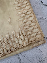 Blended tussar saree with cutwork border- MSHK691 PearlCream