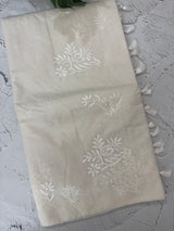 Mul chanderi chikankari embriodery saree MSH291 (3) Offwhite
