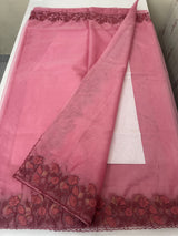 Soft Organza saree with embroidery borders - MCW786 Pink