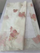 Soft Organza tissue Applique work saree MSLK113
