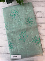 Tissue Linen Saree with embroidery MRS786 - Pastel BlueGreen