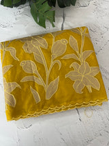 Semi organza saree with appliqué work - MSH906 DarkYellow