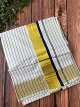 Kerala cotton saree - Blue Lines