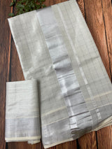 READY TO WEAR - Kerala tissue cotton saree - silver