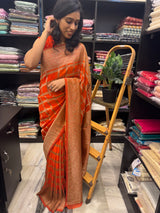 Semi banarasi Khaddi Georgette saree - MS1498 Orange
