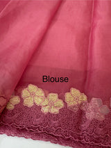 Soft organza saree with turkish applique borders- MCW735