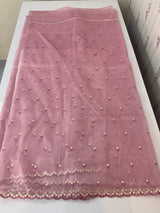 Glassy tissue organza saree with embroidery FKSF121- Onion Pink