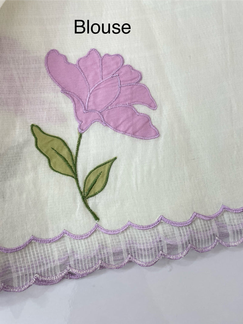 Kota silk cotton saree with applique work MS81789
