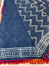Pure mul cotton hand block printed saree SKSRMY