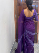 Supernet saree with crochet work and lace border MCJ5433 (V shape Crochet)