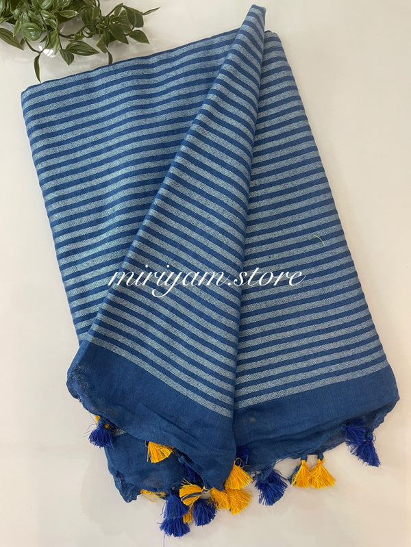 Pure Linen saree with embroidery MLS7865 BLUE