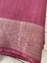 Silver Crepe Banarasi viscose Georgette saree with brocade blouse MS953211- OnionPink
