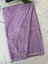 Glassy tissue organza saree with embroidery FKF121- Lavender