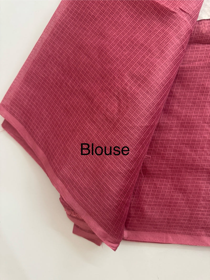 Kota checks saree with embroidery SVTS31 Pink