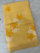 Kota checks saree with embroidery MS7679- Yellow
