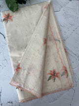 Mul chanderi embriodery saree with scalloped borders MSH115