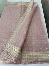 Tissue Organza saree with thread work - MS14798 PastelPink