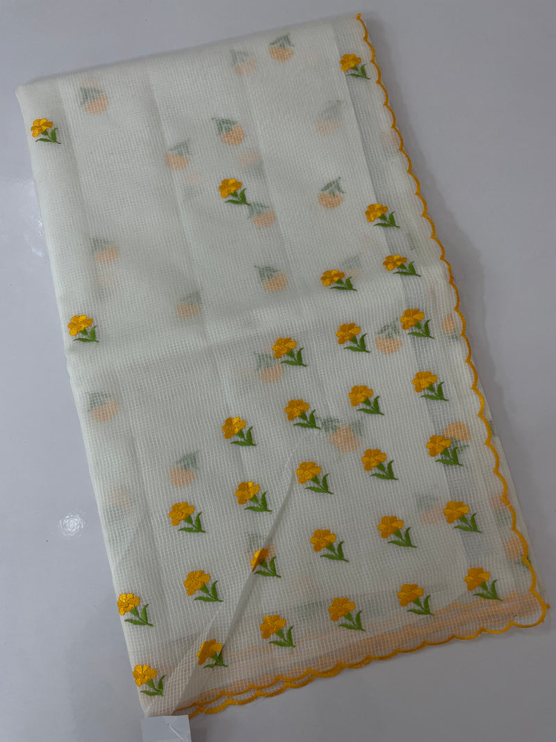 NetkKota saree with embroidery MS6868- Yellow