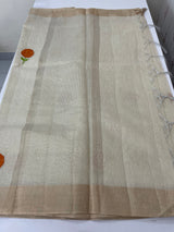 Tissue linen saree with embroidery MSL845