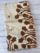Jute Linen Applique work saree  -MSH128 Offwhite to Caramel