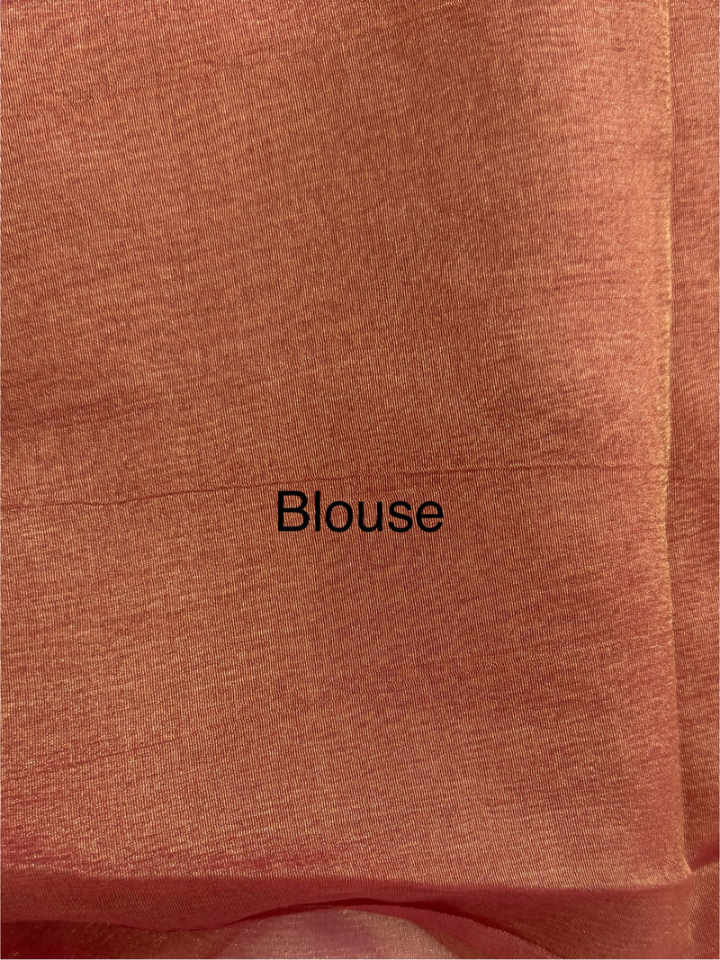 Dual tone Crush silk Organza Applique work saree MS14567- DuskyPeachPink